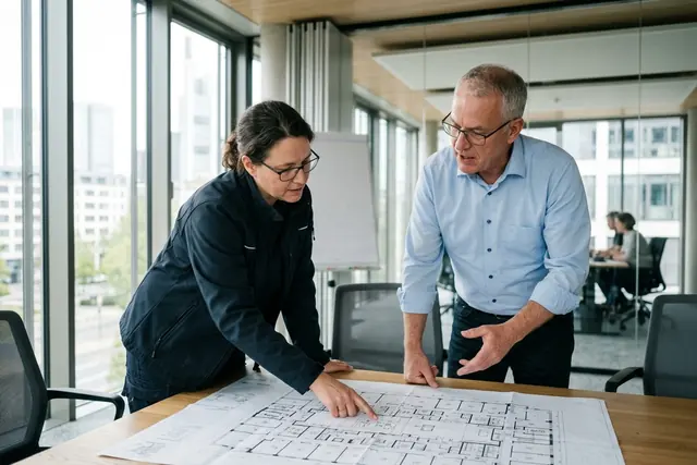 Beratung zum Feuerlöscher-Bedarf anhand des Gebäudeplans