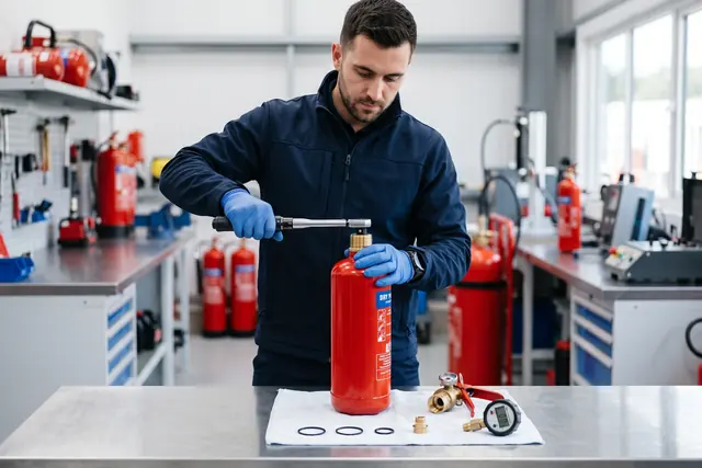 Feuerlöscher-Service in der Werkstatt